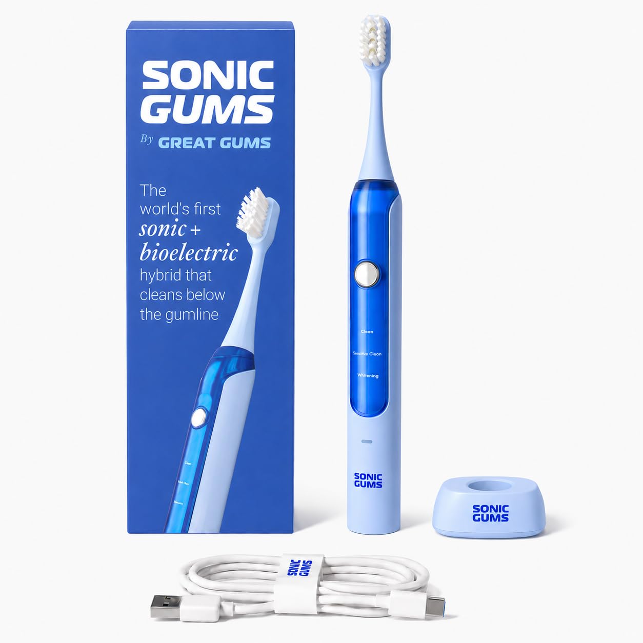 Sonic Gums Electric Toothbrush for Oral Health, Gum Disease, Gingivitis &amp; Gum Recession - Extra Soft Sonic Toothbrush for Sensitive Gums, Plaque Removal &amp; Periodontal Care