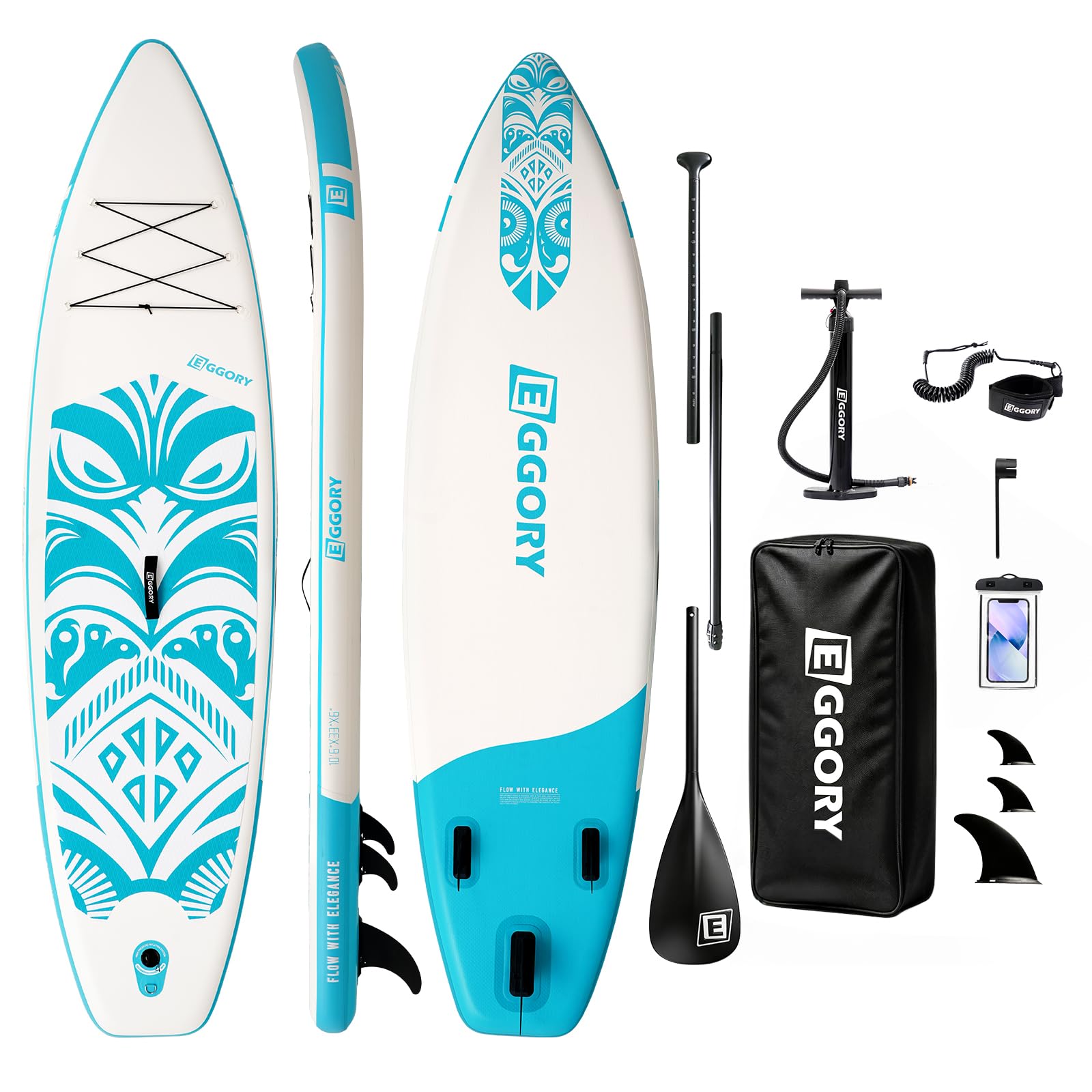 Inflatable Paddle Board,Stand Up Paddle Board Set, Extra Wide SUP Board with Removable Fin, Floating Paddle, Hand Pump, Waterproof Phone Pouch,Traveling Board