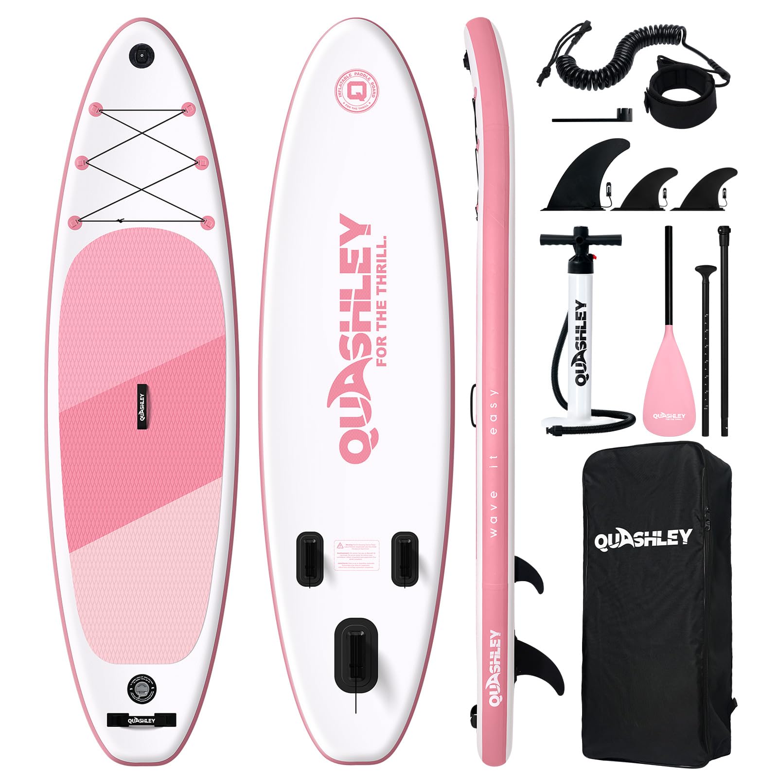 Quashley Inflatable Stand Up Paddle Board,Inflatable Paddleboards 32/34 Inch Wide,All Around SUP for Beginners with Lightweight Paddle,Hand Pump,Backpack,Leash,Durable & Portable iSUP Board