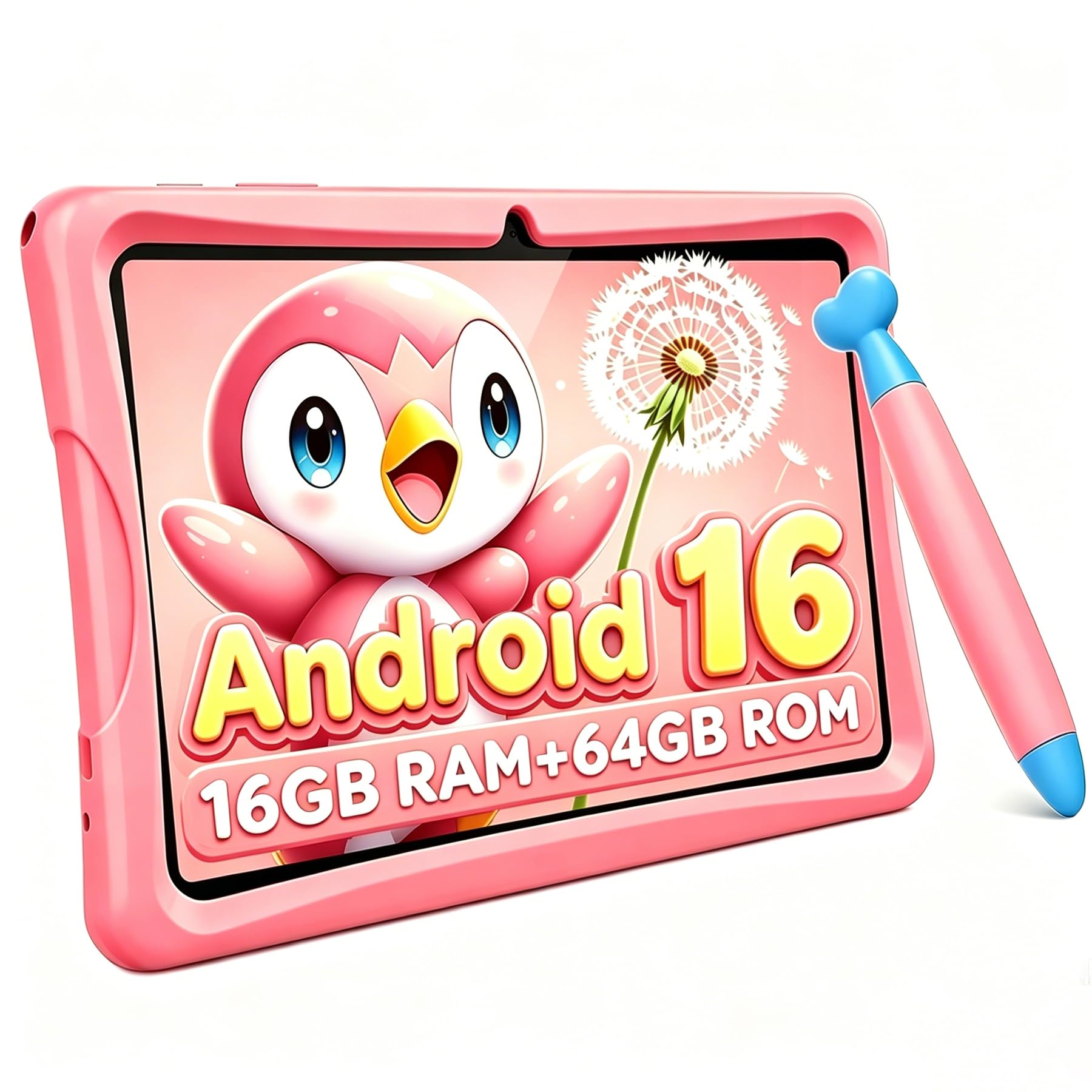 2026 Upgraded TABWEE Kids Tablet 10 Inch, Latest Android 16 Tablet for Kids Ages 6-12, 16GB RAM 64GB ROM (Expandable 2TB), HD Eye-Care Display, Parental Control, WiFi, Kid-Proof Case &amp; Stylus Included