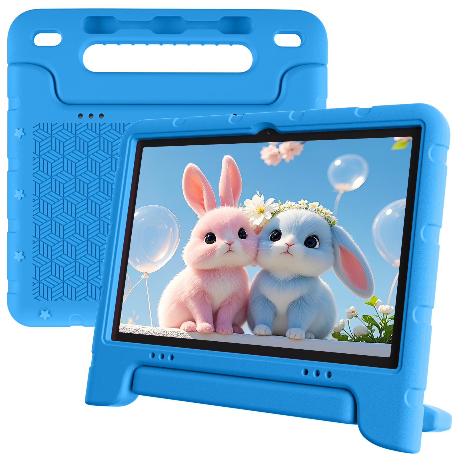 EDDBNi Kids Tablet Android 15 Tablet 10 inch Kids Tablets with Case Quad Core 64GB Dual Camera Parental Controls 2.4G WiFi Educational Tablets (Blue)