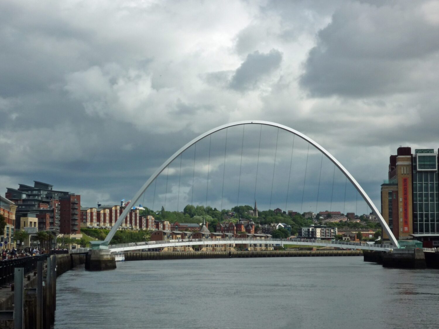 Gateshead Millennium Bridge tilting over the River Tyne