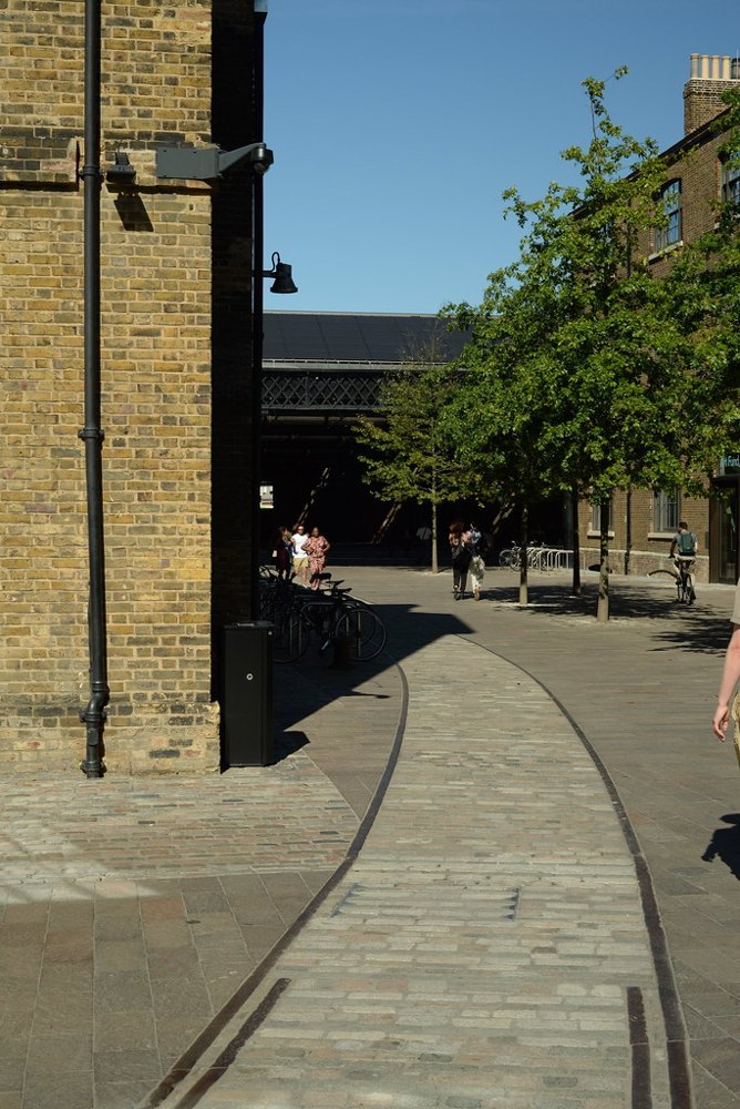 Granary Square, London, shown as the actual civic plaza referenced in this section.