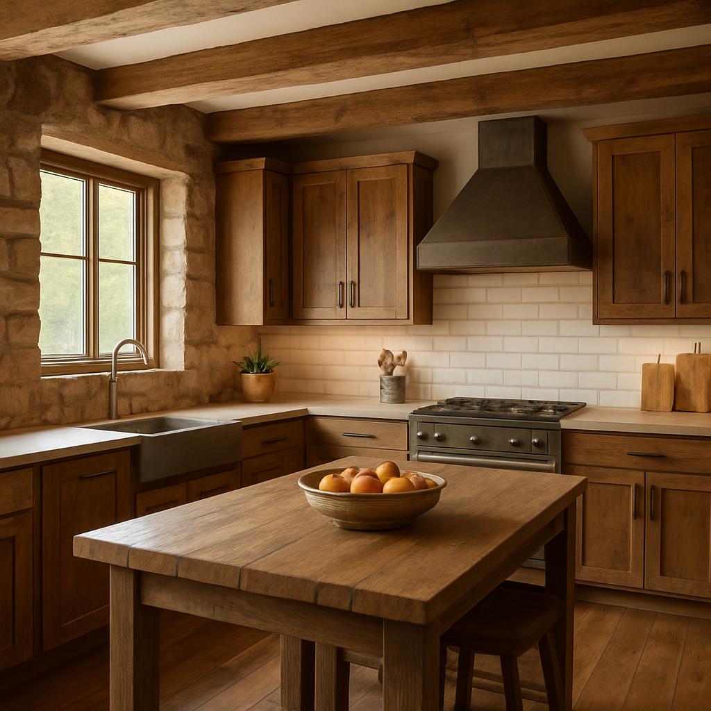 Rustic Kitchen Layout And Material Inspiration Ideas: Layout, Materials, Lighting, and Practical Details hero design inspiration image