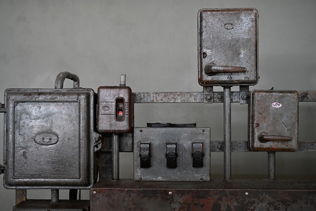 Collection of old electrical switches and boxes