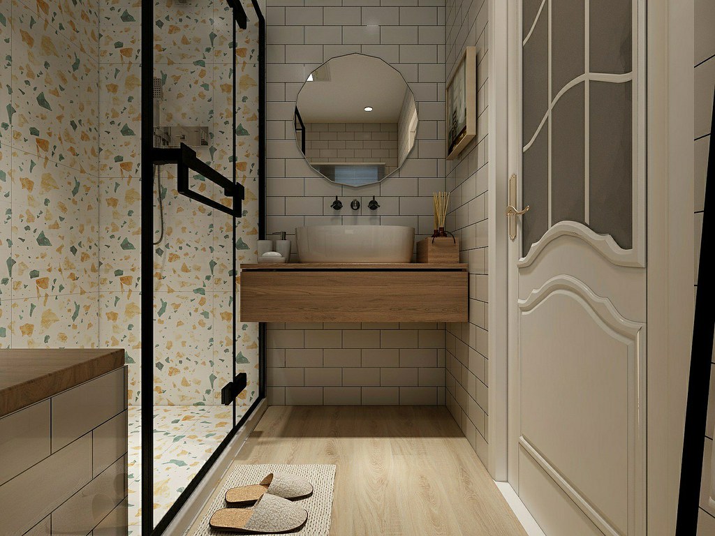 Small bathroom vanity with storage below the sink