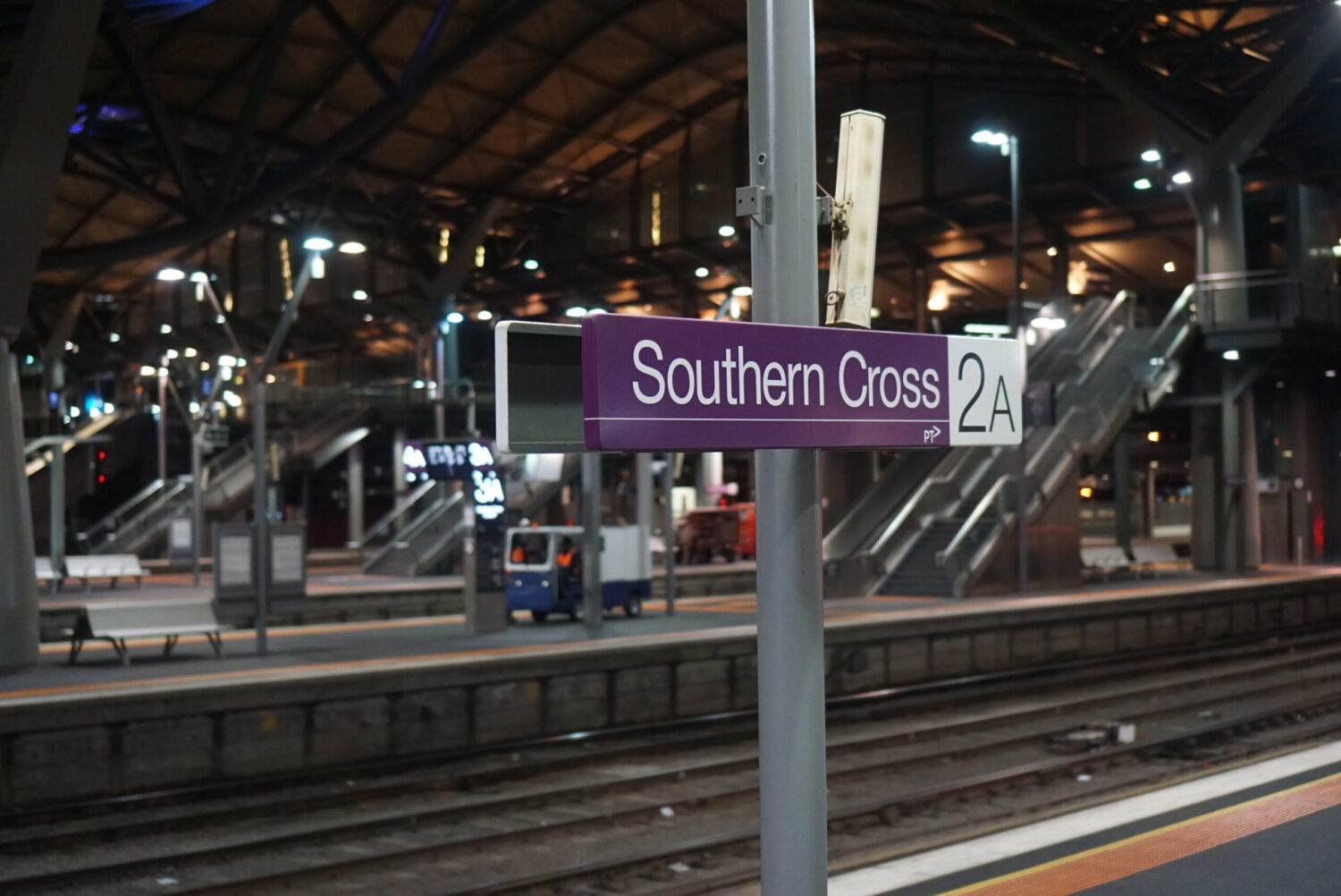 Southern Cross Station’s modern undulating steel and glass roof in Melbourne.