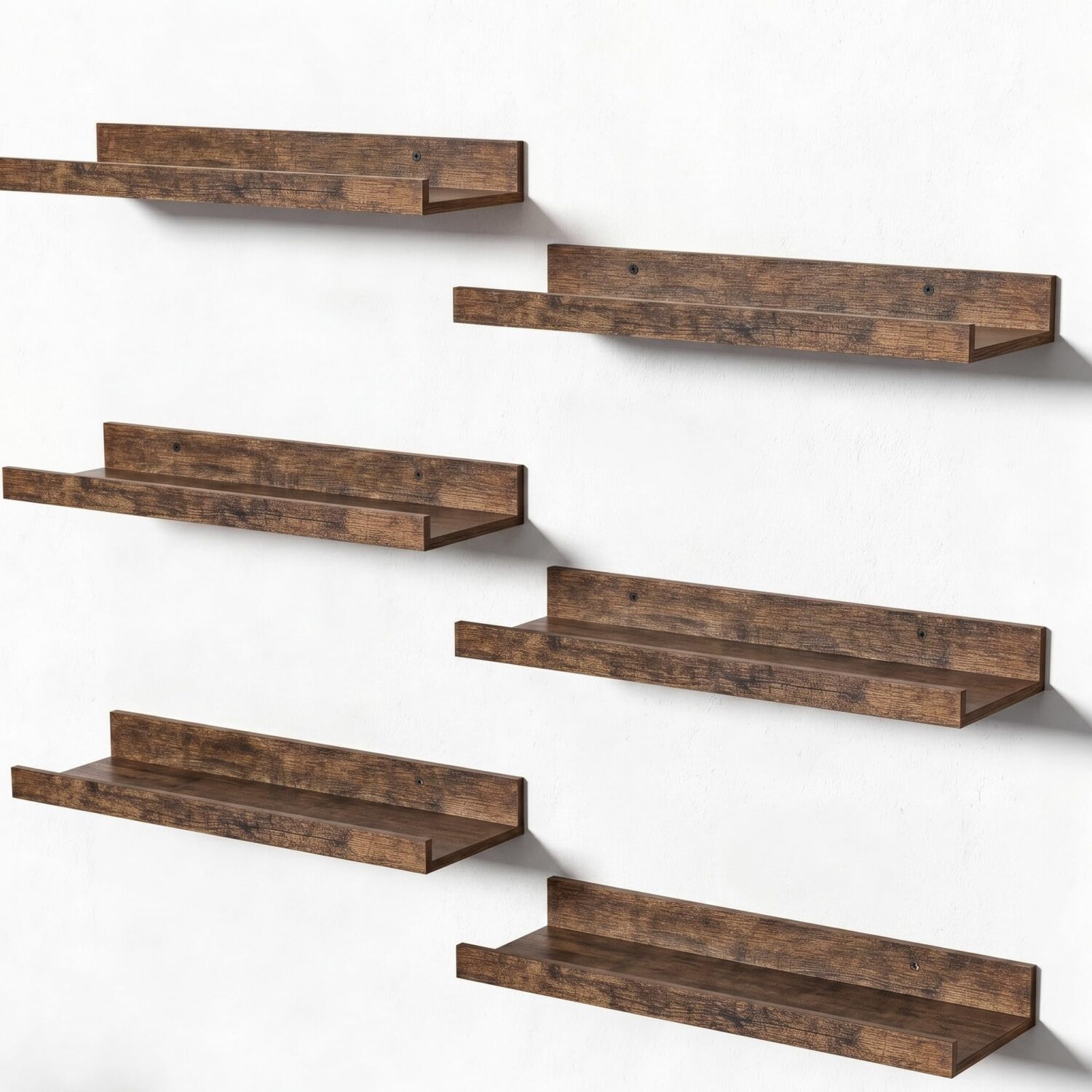 upsimples 6 Pack Wooden Floating Shelves