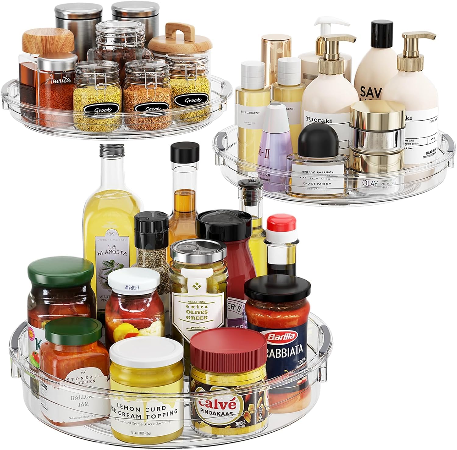 LAMU 3 Pack Lazy Susan Organizer Turntable