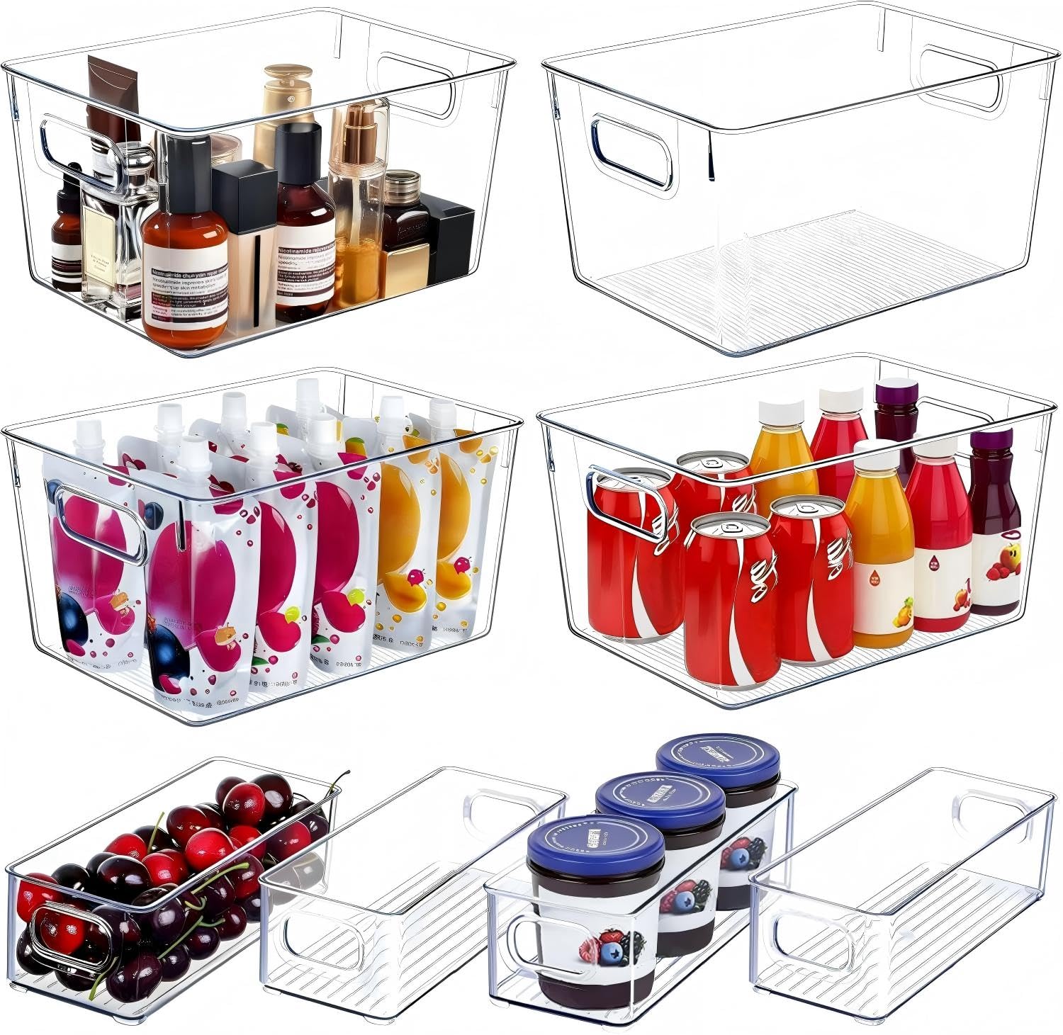 SKTEET Set of 8 Clear Plastic Storage Bins