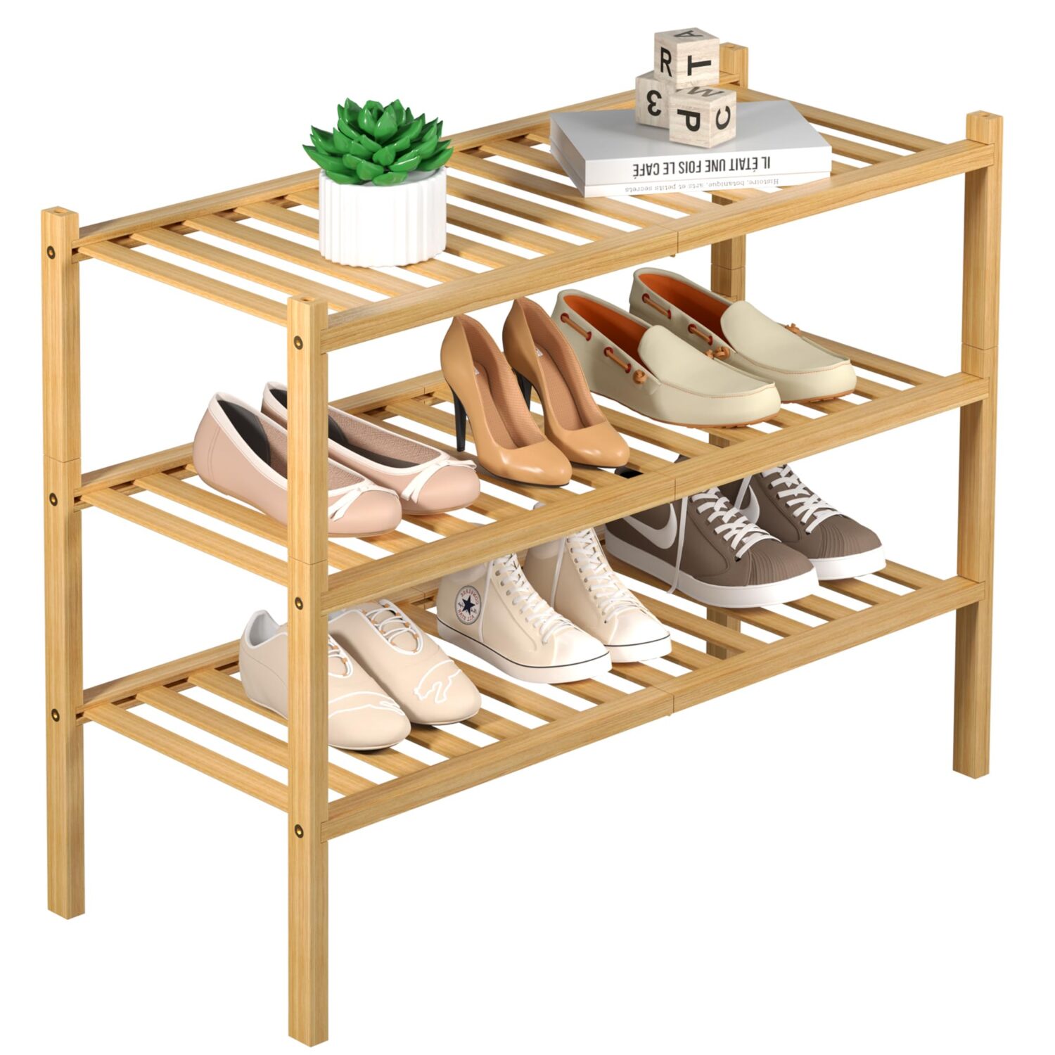 ROMGUAR CRAFT 3 Tier Bamboo Shoe Rack