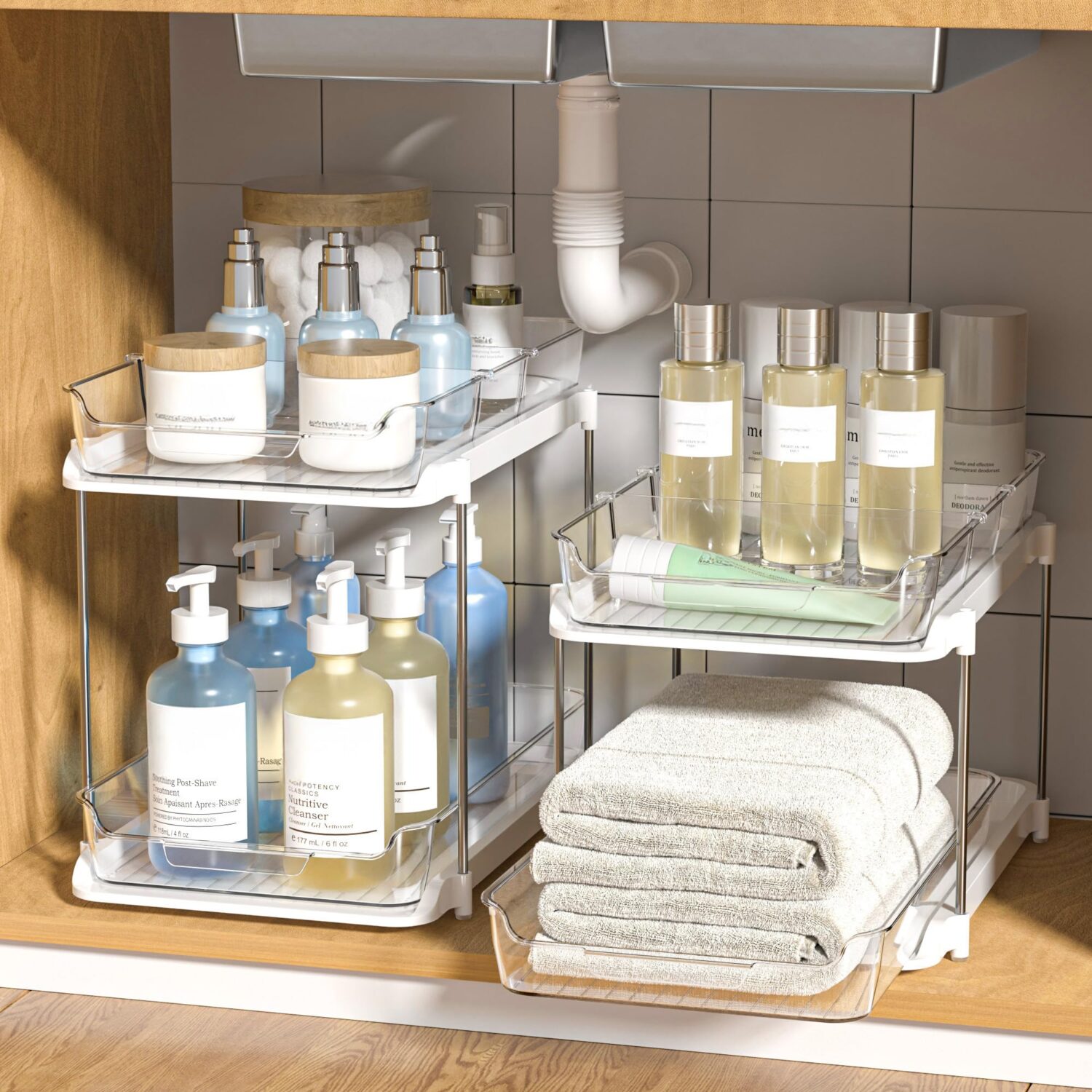 Delamu 2-Tier Multi-Purpose Bathroom Under Sink Organizers and Storage