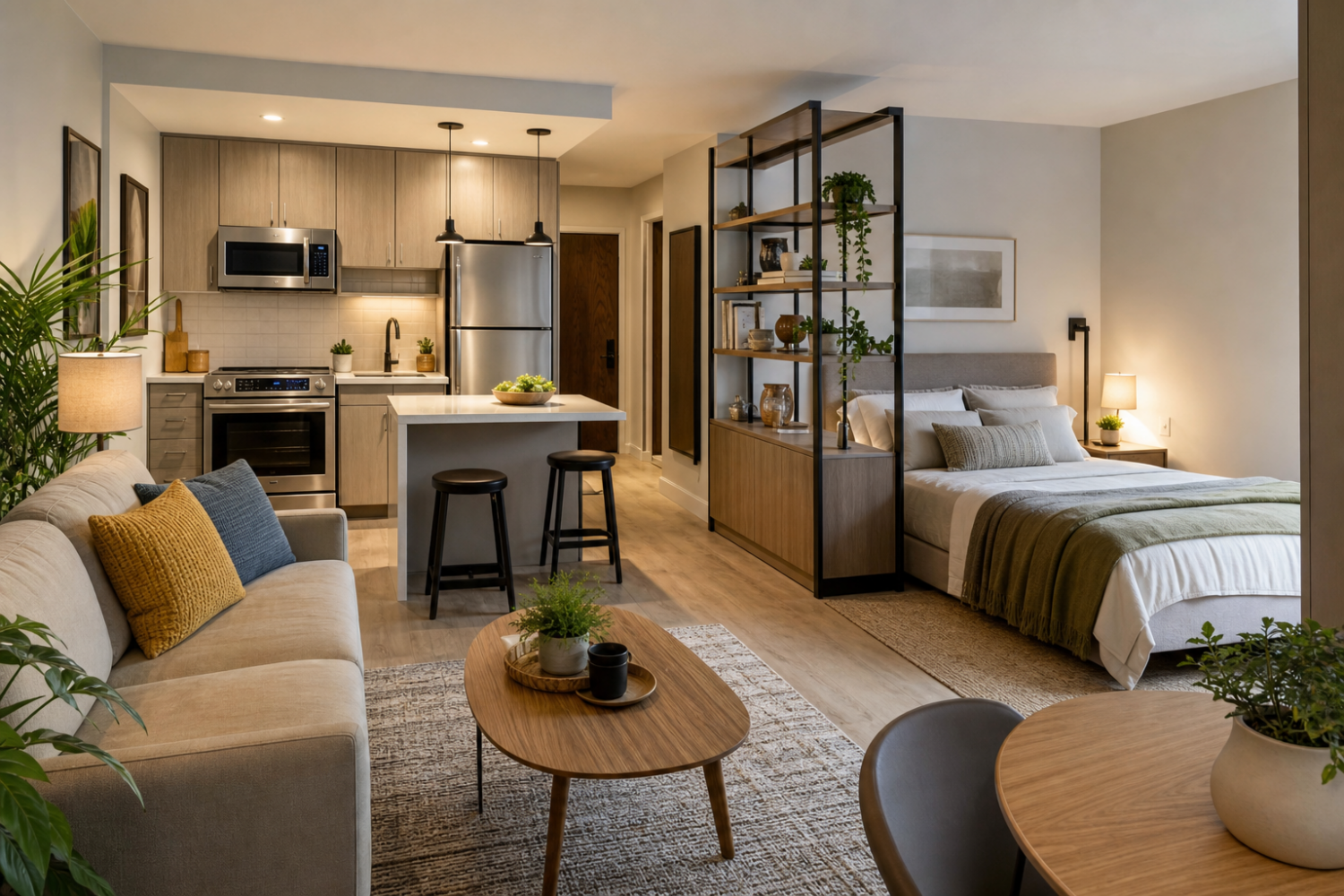 Stylish studio apartment with smart design ideas