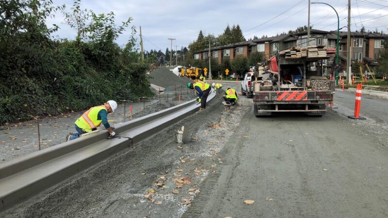 Concrete curb and gutter installation