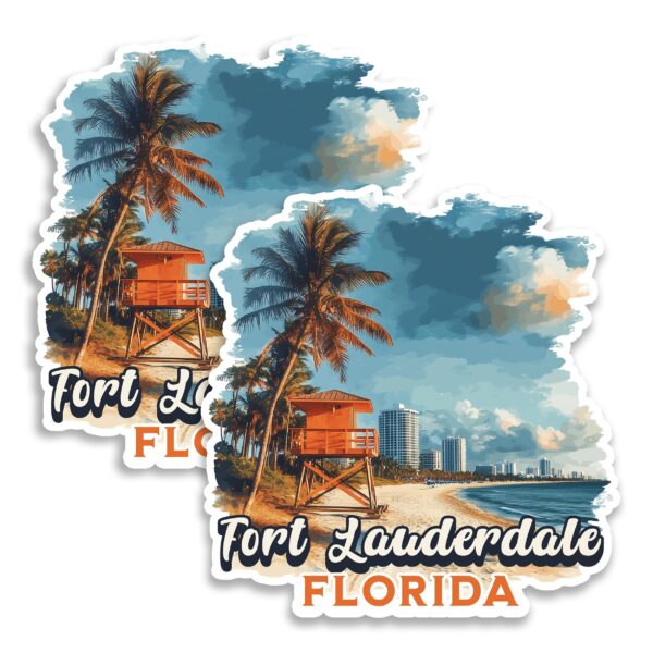 Fort Lauderdale Beach Florida Fridge Magnet 4 Inch 2-Pack Vinyl ID44999
