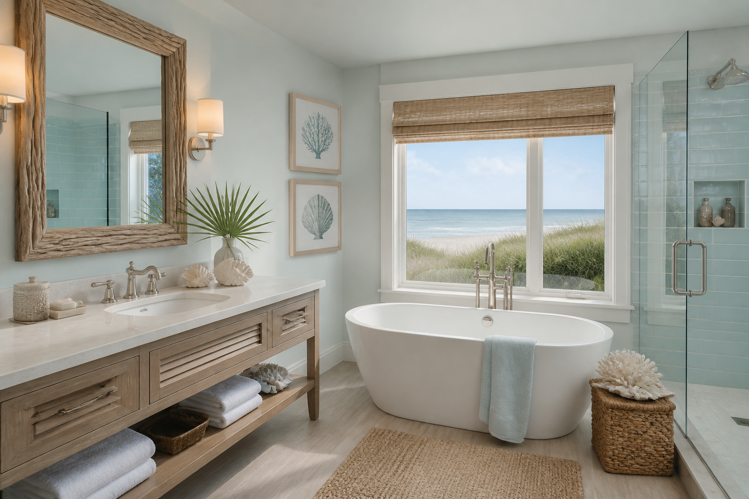 Classy beach theme bathroom